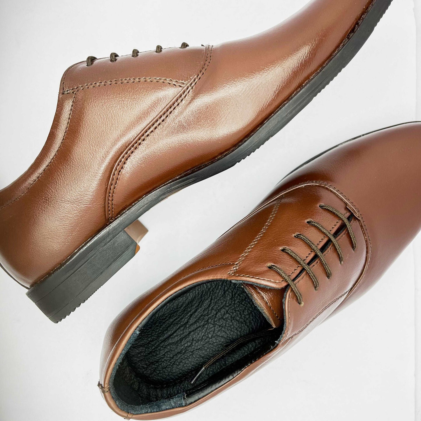 Handcrafted Oxford Black Formal Lace-up Derby Shoes (Brown)