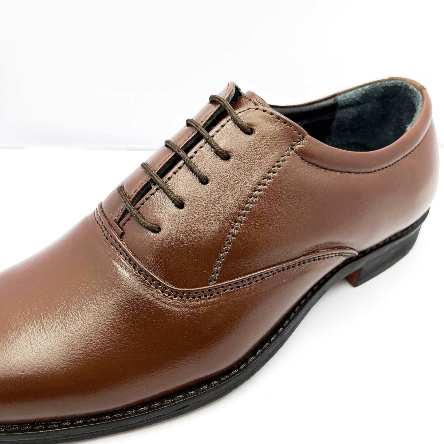 Handcrafted Oxford Black Formal Lace-up Derby Shoes (Brown)