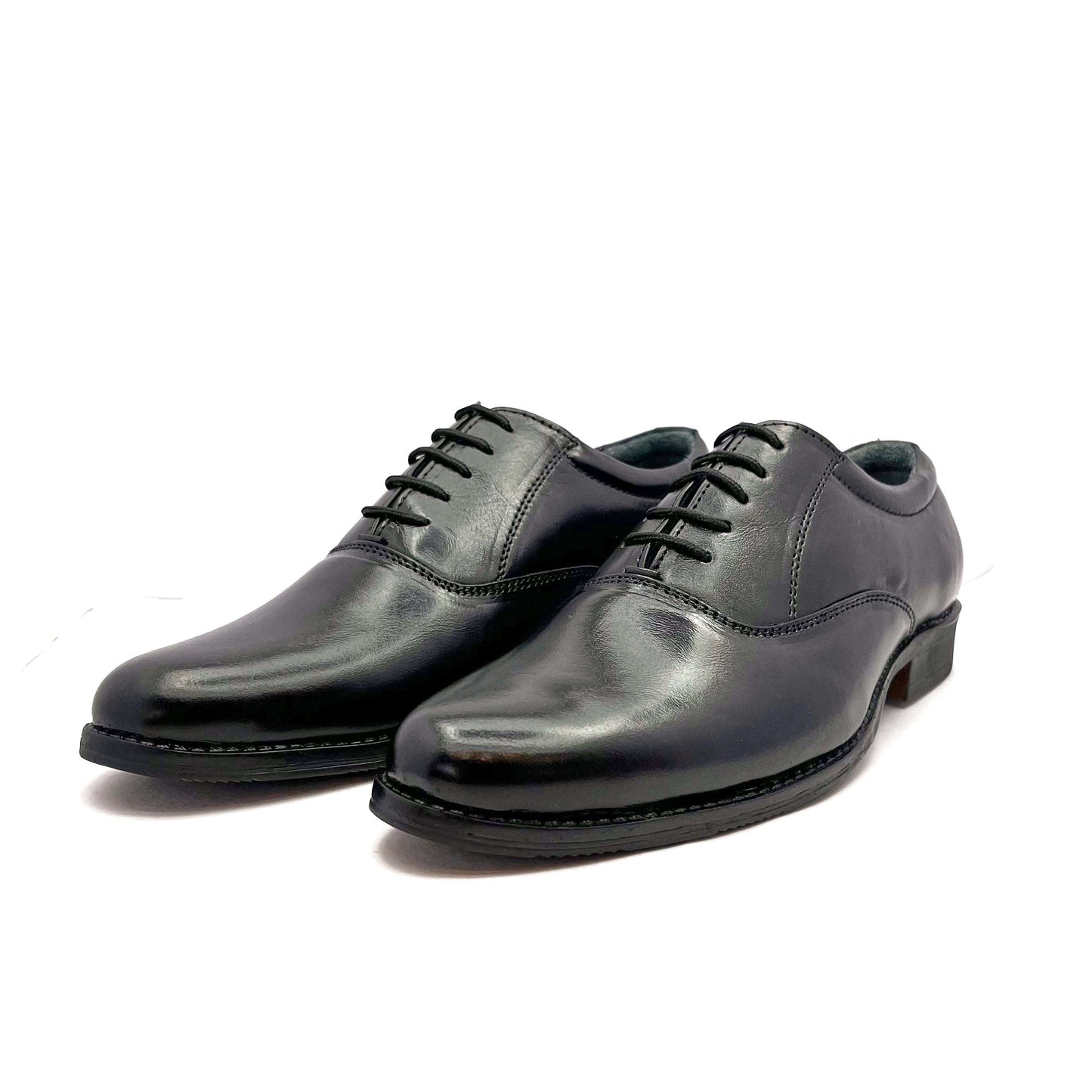 Handcrafted Oxford Black Formal Lace-up Derby Shoes (Black)