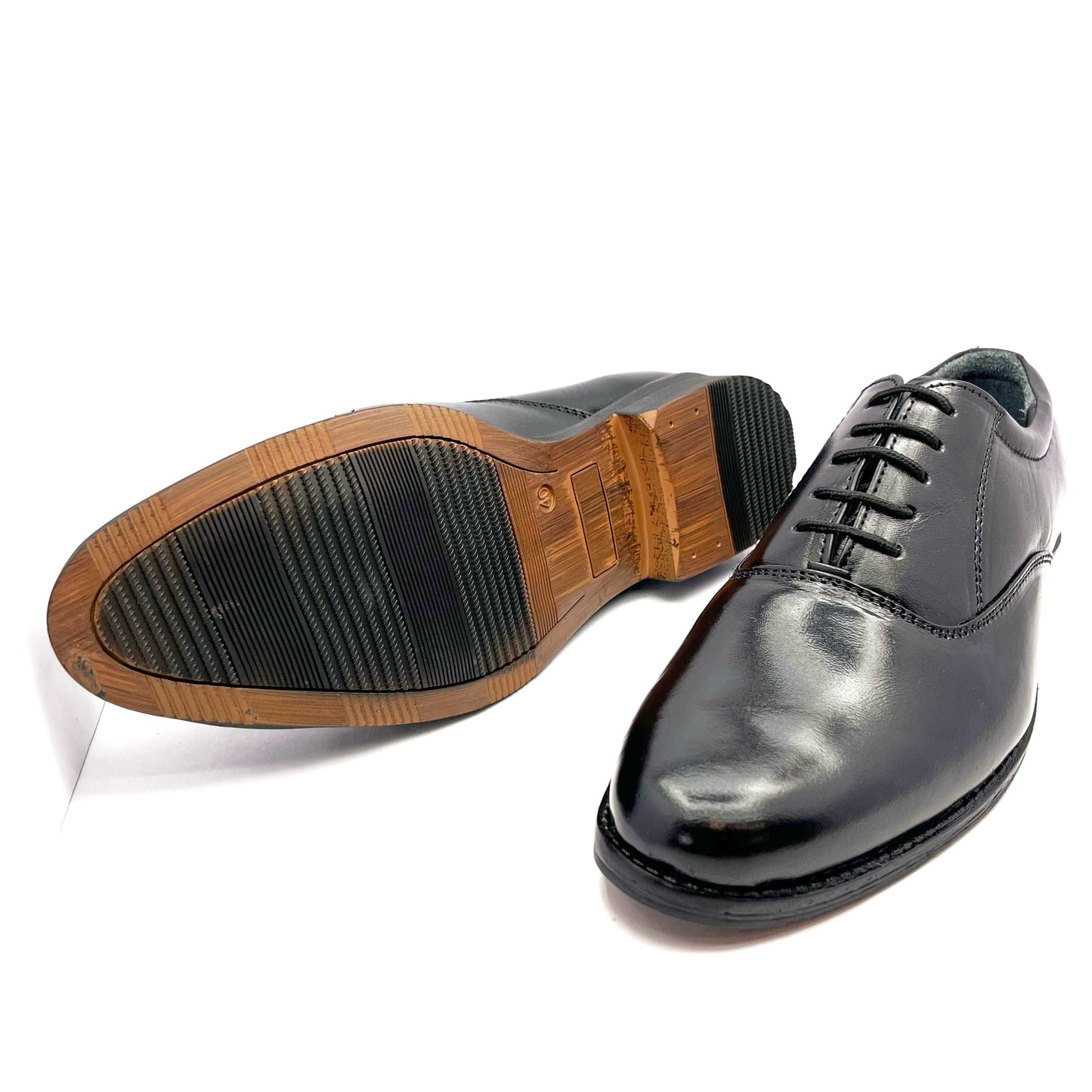 Handcrafted Oxford Black Formal Lace-up Derby Shoes (Black)