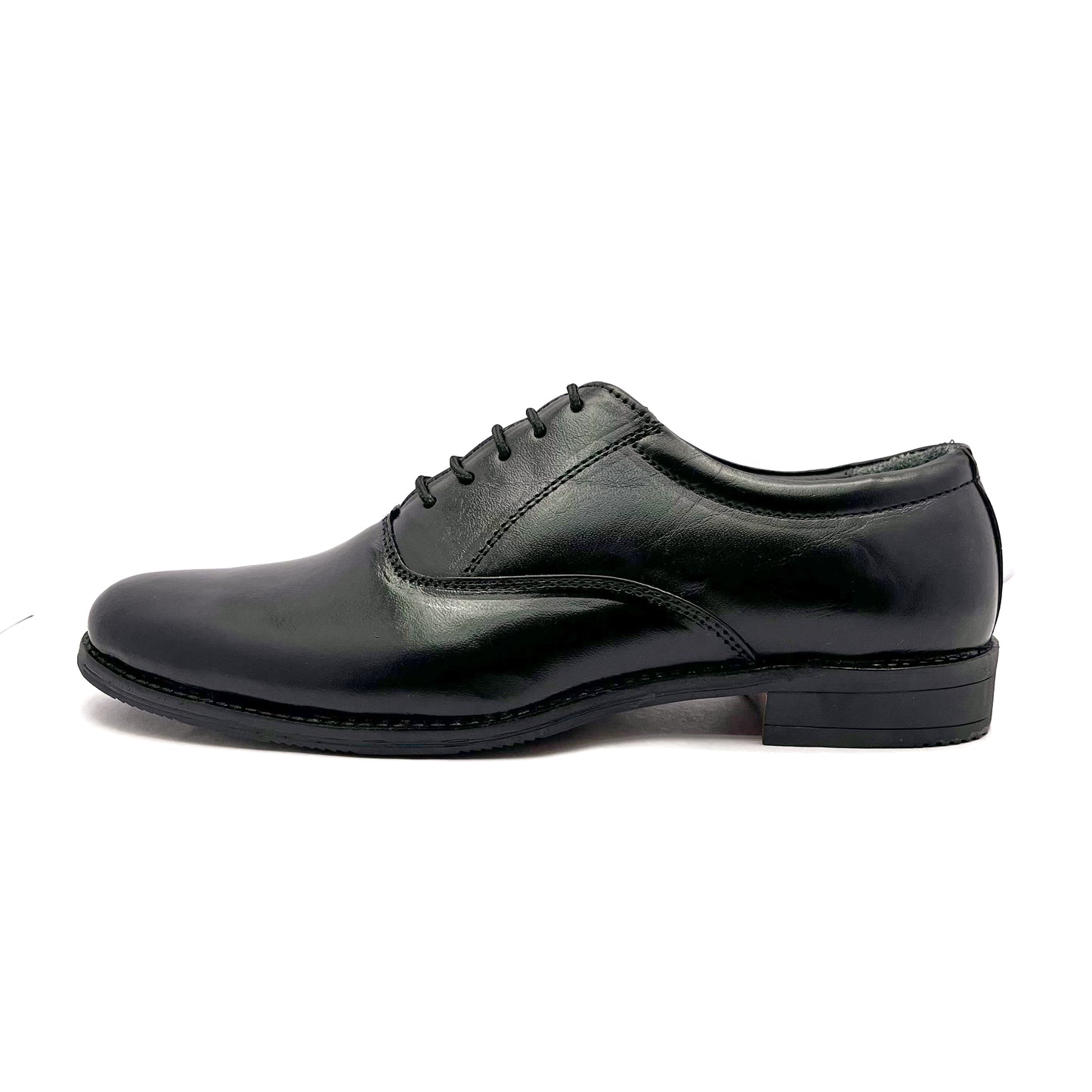 Handcrafted Oxford Black Formal Lace-up Derby Shoes (Black)