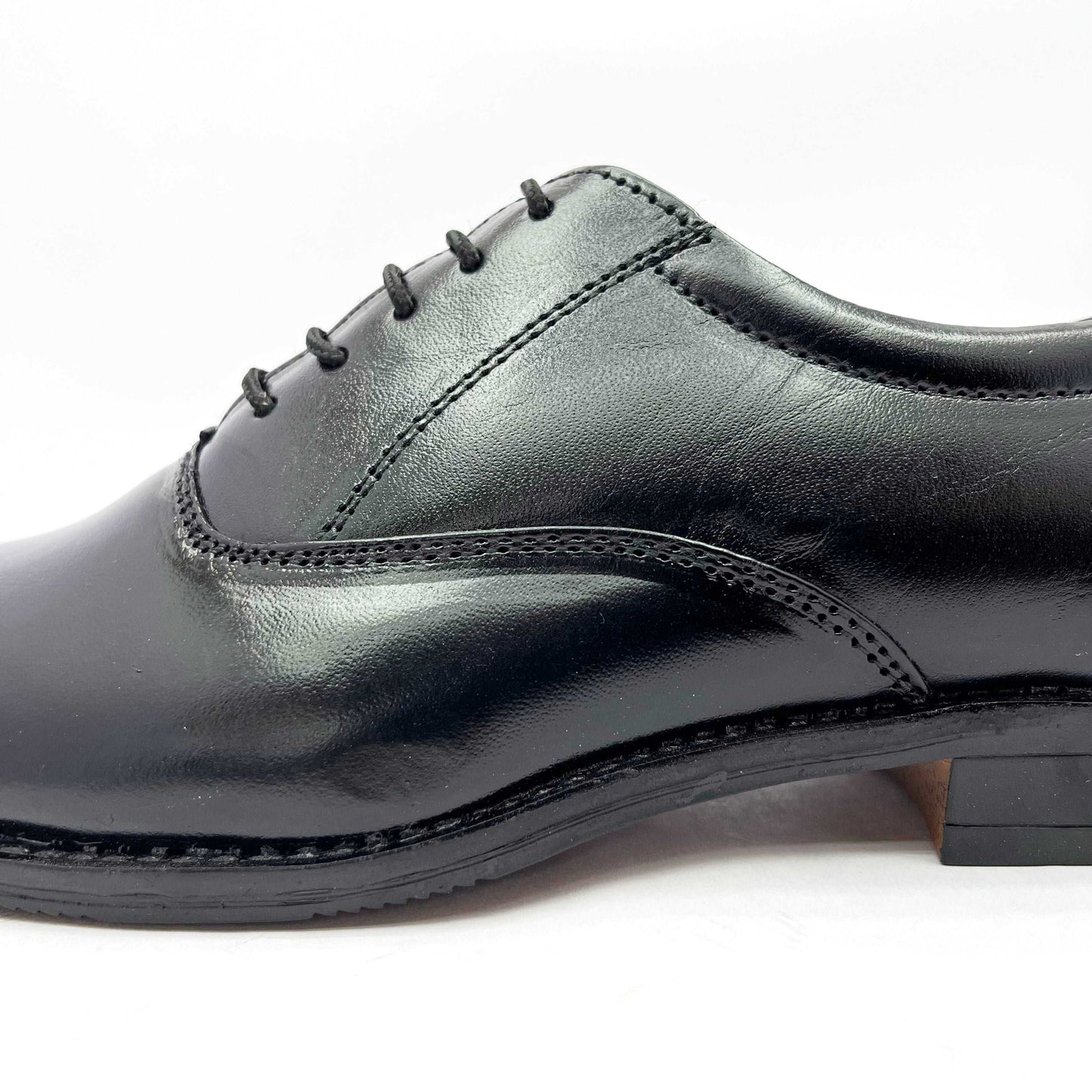 Handcrafted Oxford Black Formal Lace-up Derby Shoes (Black)