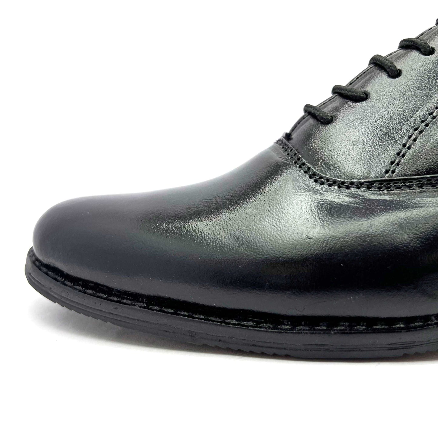 Handcrafted Oxford Black Formal Lace-up Derby Shoes (Black)