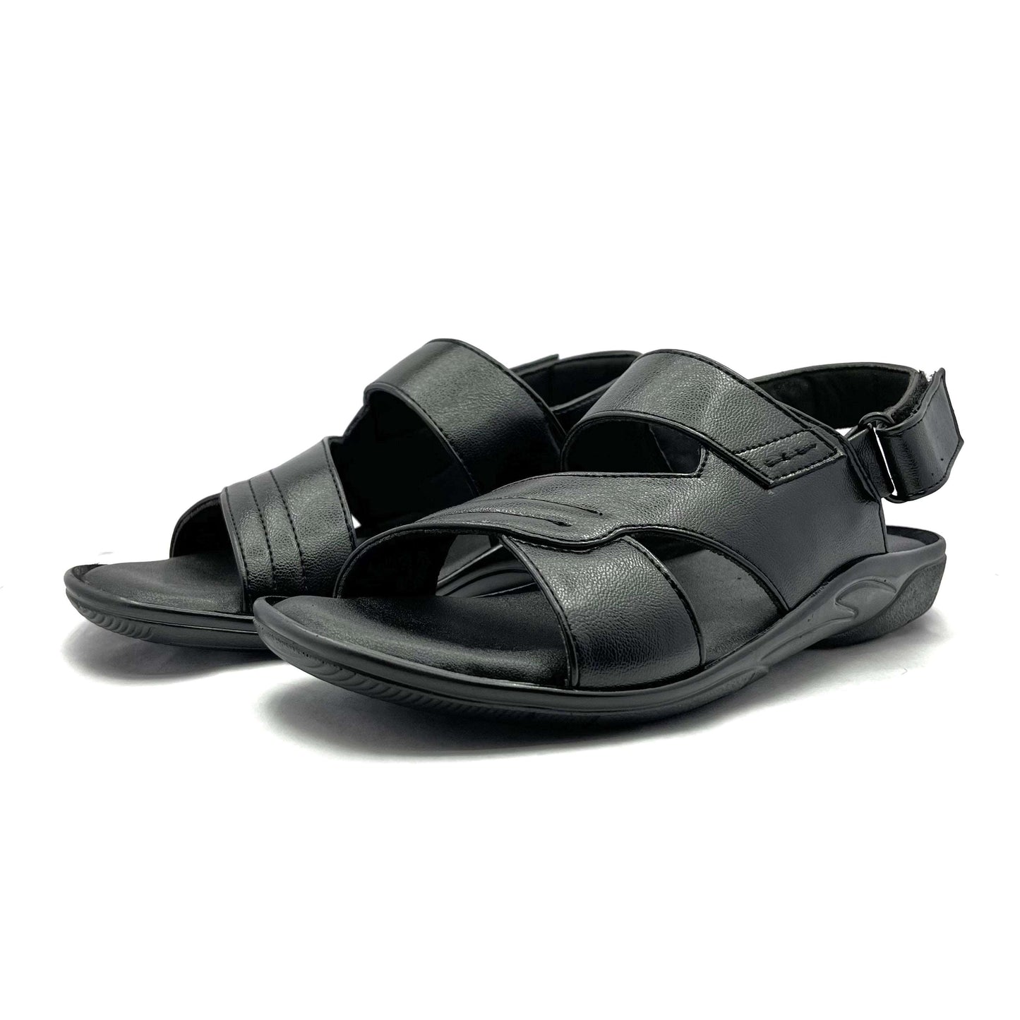 Sandals for Men with Velcro strap and comfortable footbed (Black)