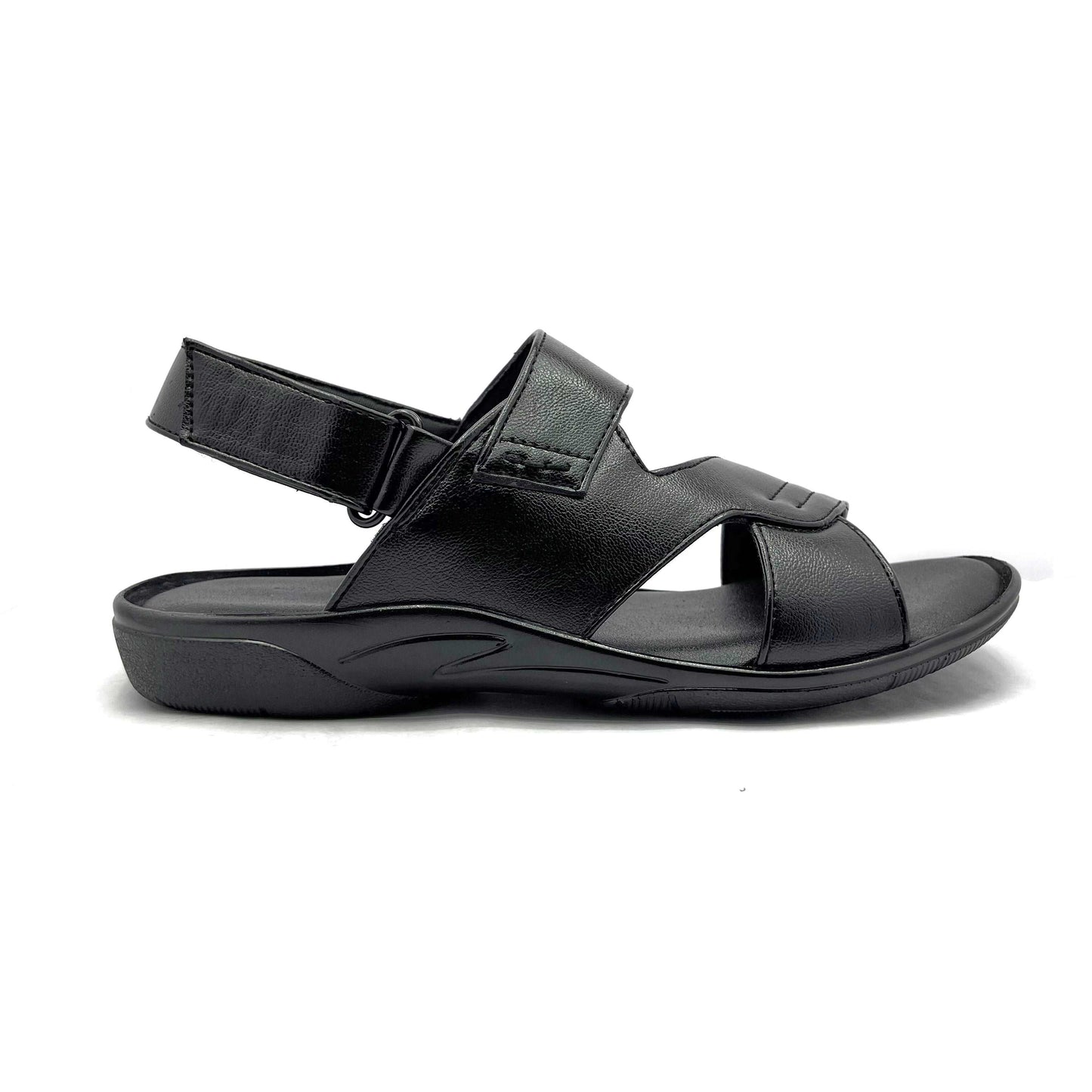 Sandals for Men with Velcro strap and comfortable footbed (Black)