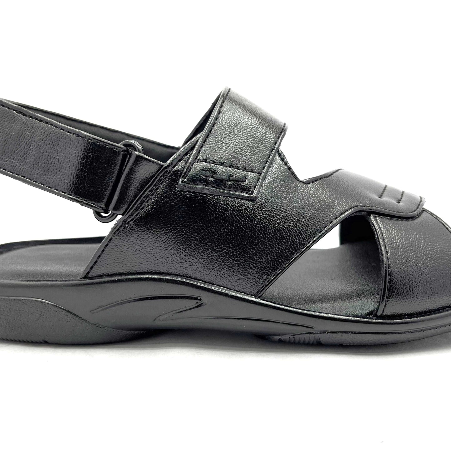 Sandals for Men with Velcro strap and comfortable footbed (Black)
