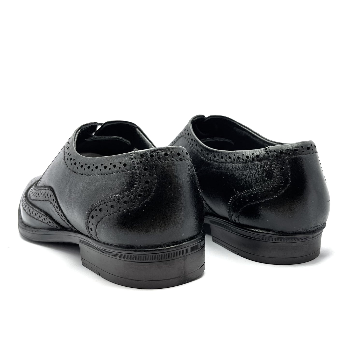 Handcrafted Brogue Black Formal Lace-up Shoes (Black)