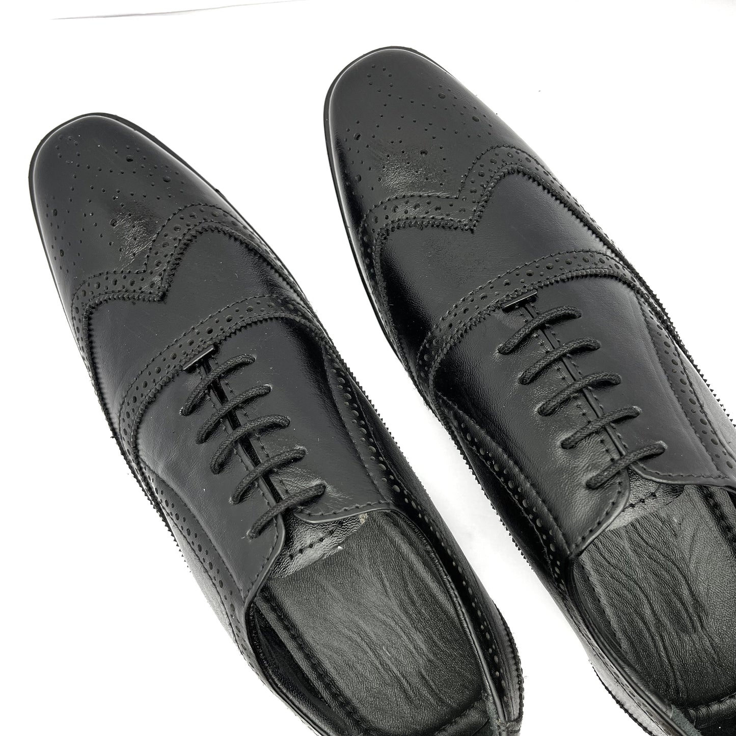 Handcrafted Brogue Black Formal Lace-up Shoes (Black)