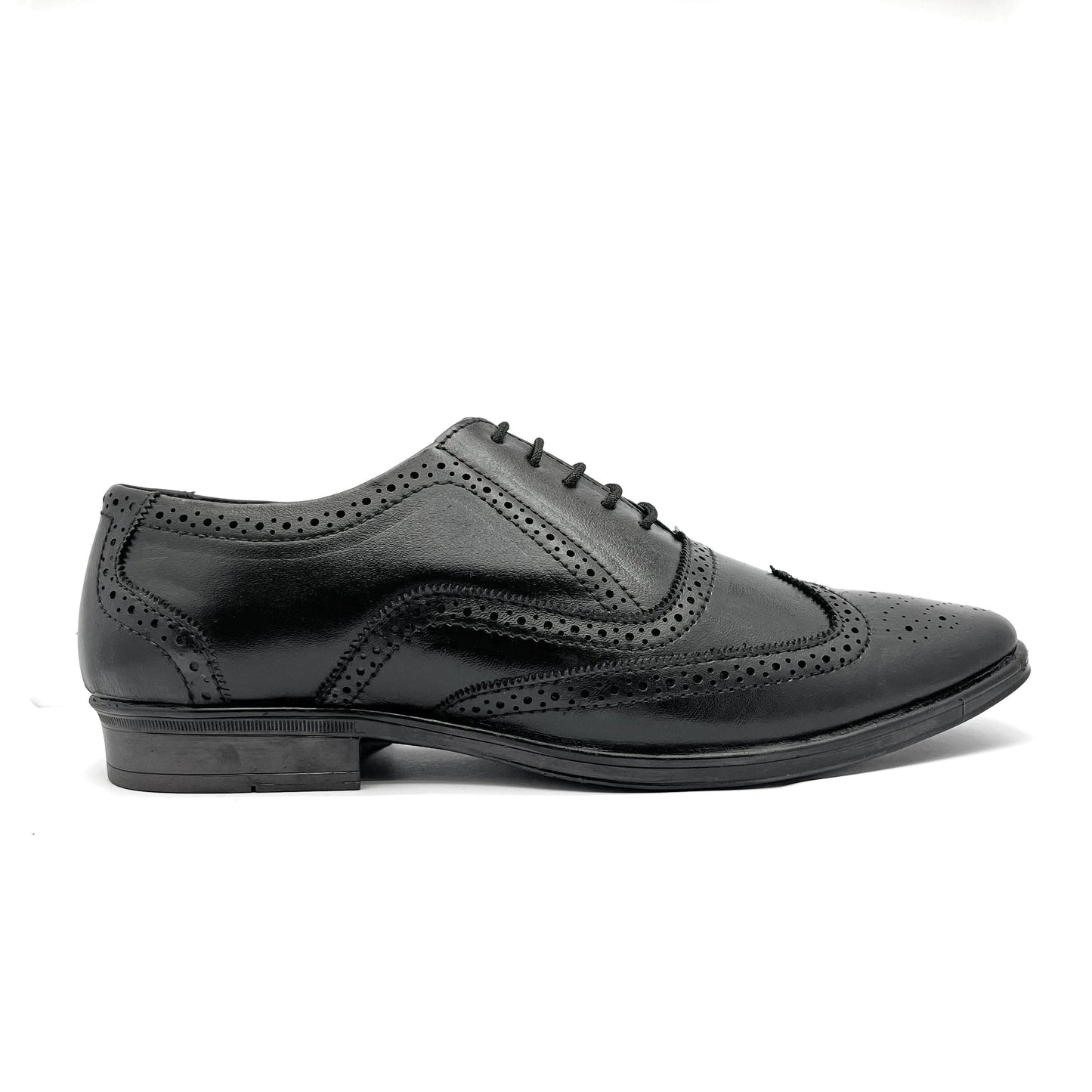 Handcrafted Brogue Black Formal Lace-up Shoes (Black)