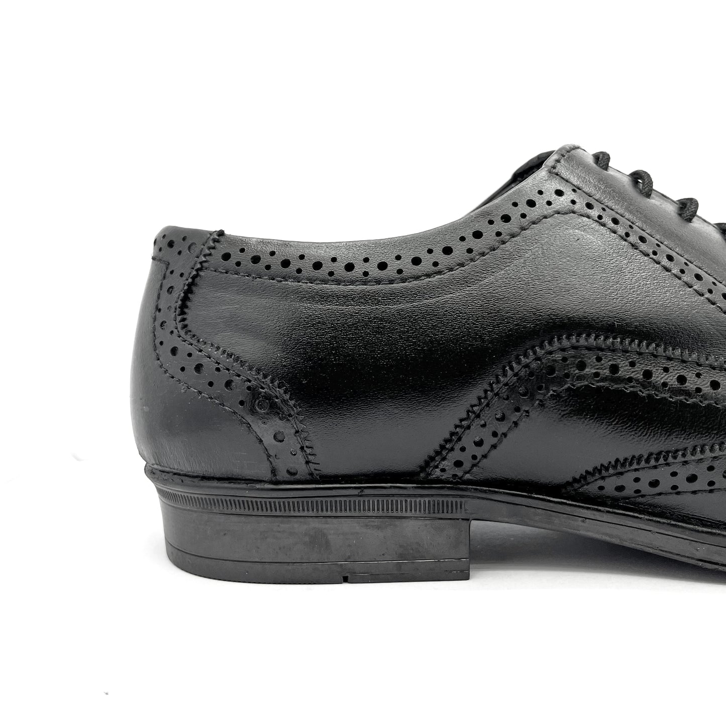 Handcrafted Brogue Black Formal Lace-up Shoes (Black)