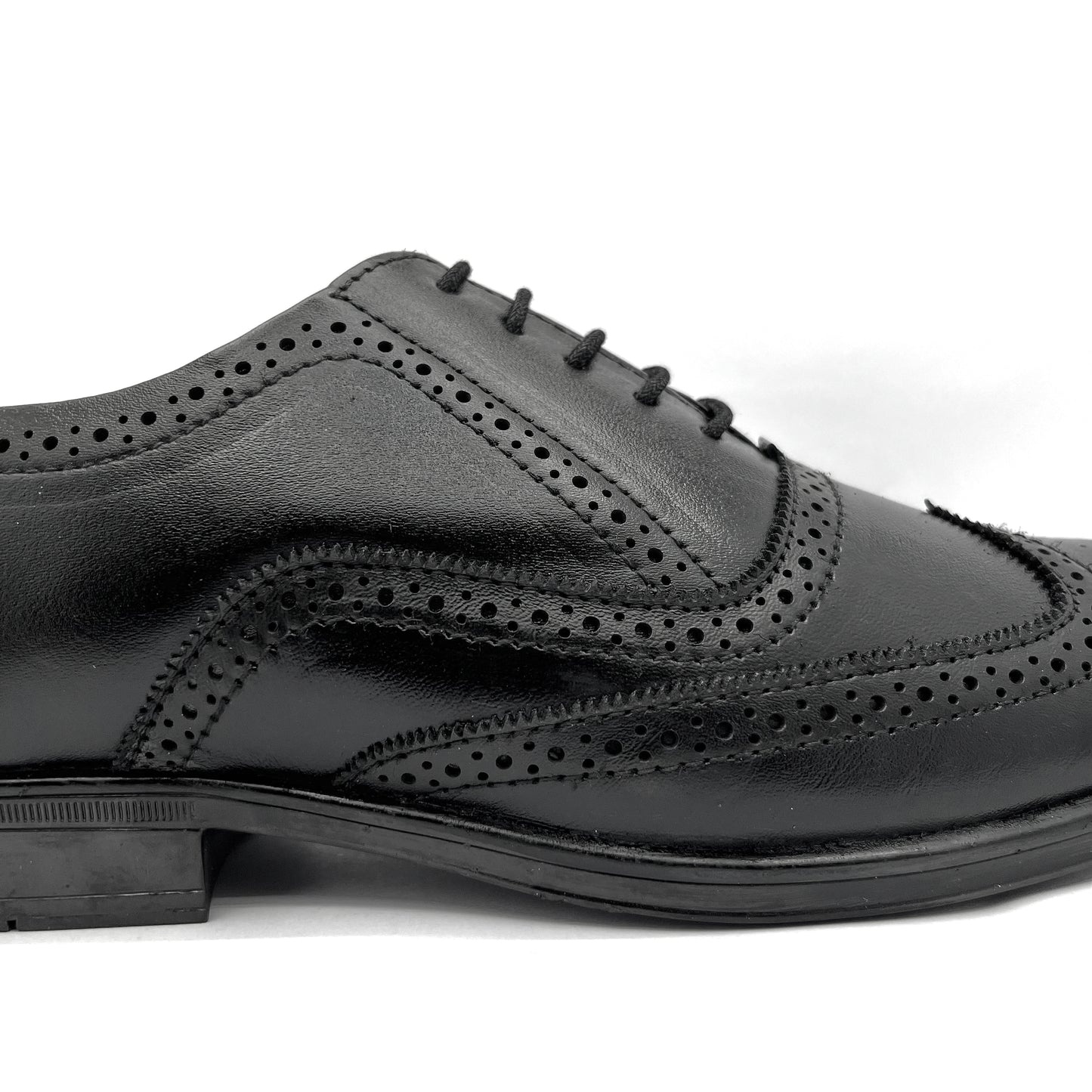 Handcrafted Brogue Black Formal Lace-up Shoes (Black)