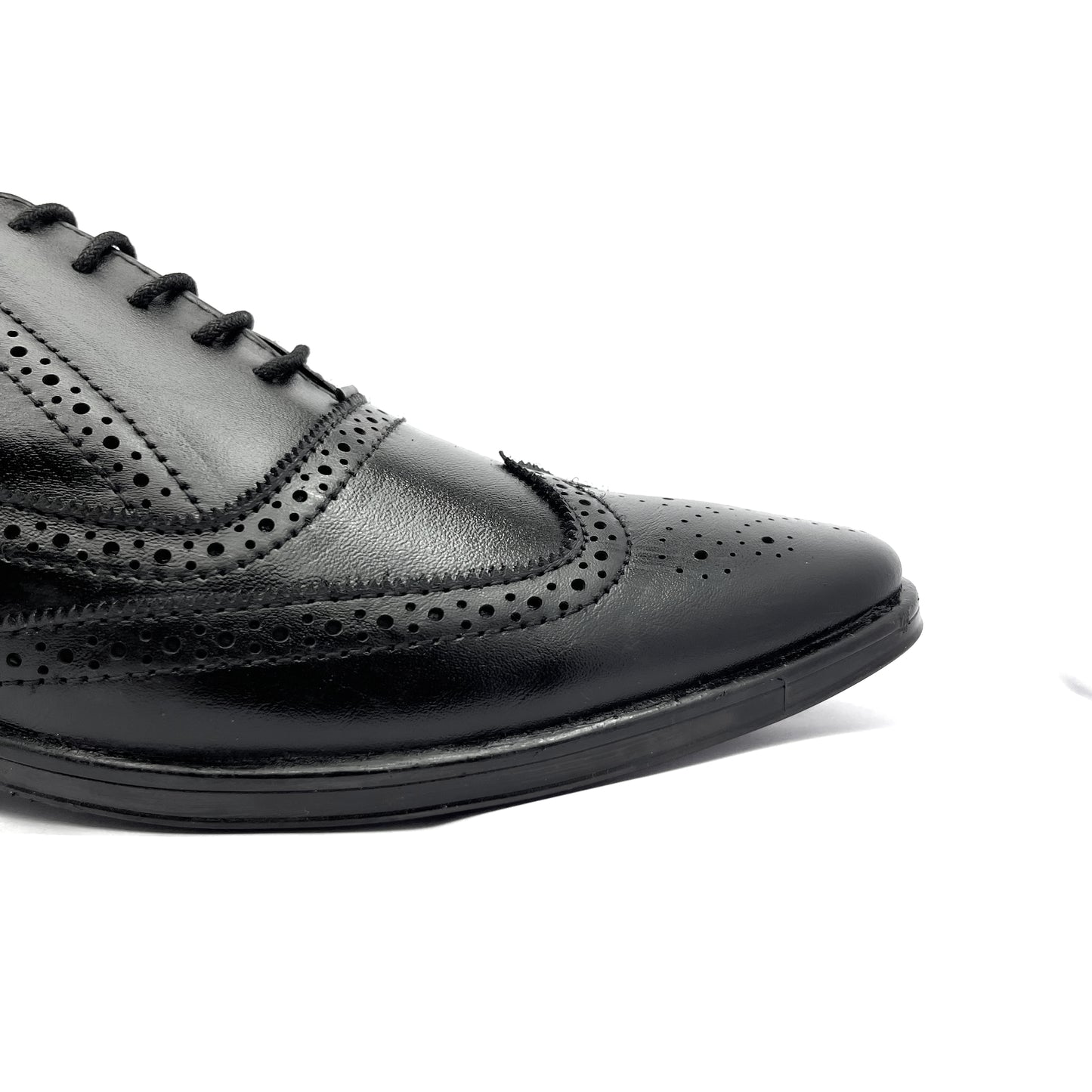 Handcrafted Brogue Black Formal Lace-up Shoes (Black)