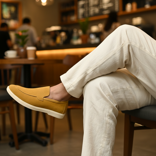 Old Money Suede Leather Loafers (Light Brown) (Free Suede Shoe Wipes)