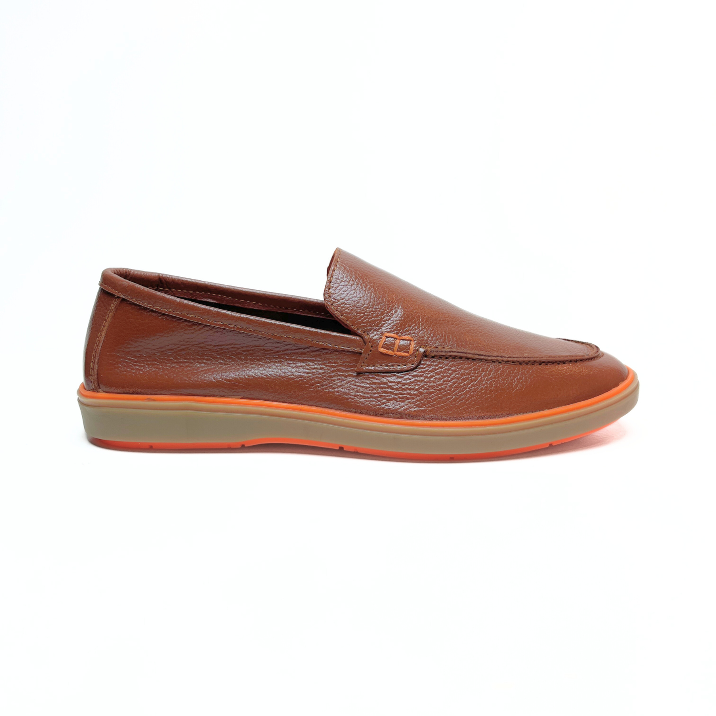 Genuine Leather Loafers for Men with Stylish Orange Sole (Tan)