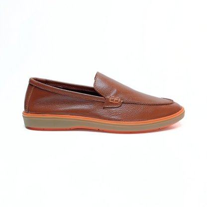Genuine Leather Loafers for Men with Stylish Orange Sole (Tan)