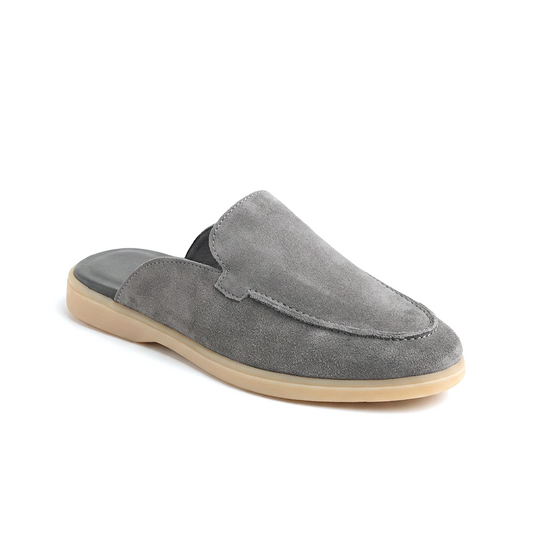 Suede Leather Mules (Grey)