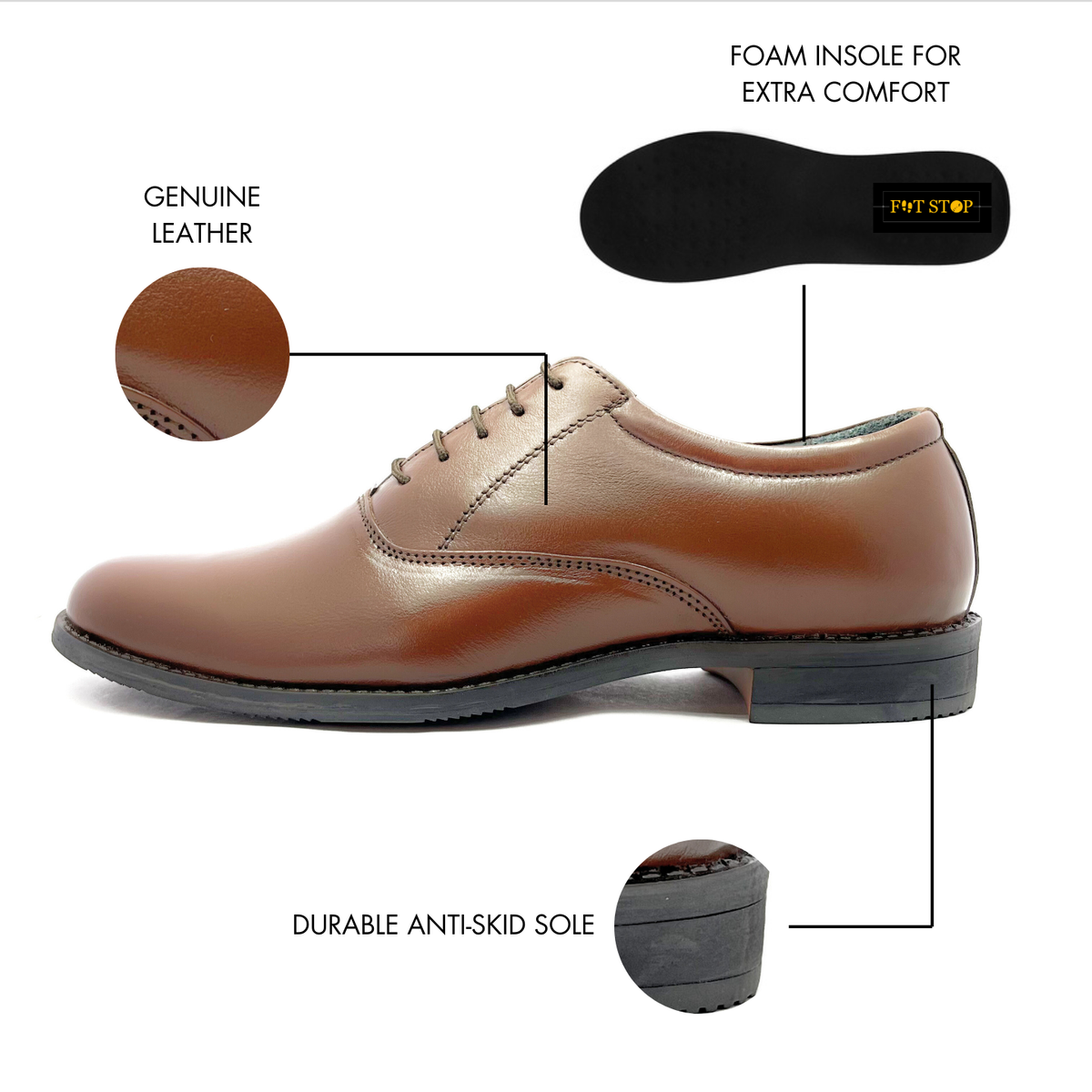 Handcrafted Oxford Formal Lace-up Derby Shoes (Brown)