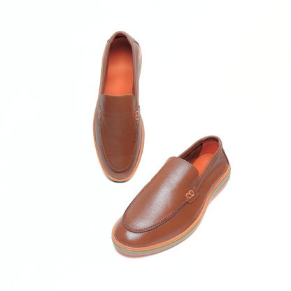 Genuine Leather Loafers for Men with Stylish Orange Sole (Tan)
