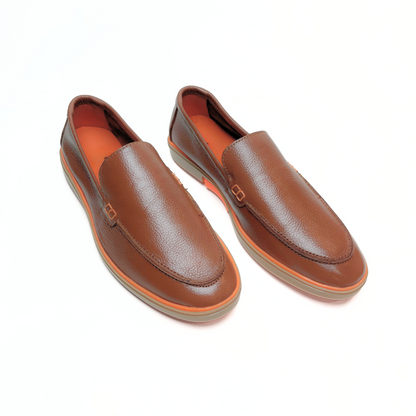 Genuine Leather Loafers for Men with Stylish Orange Sole (Tan)