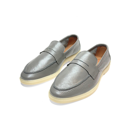 New Arrival!! Wrinkle Free Genuine Leather Loafers (Grey)