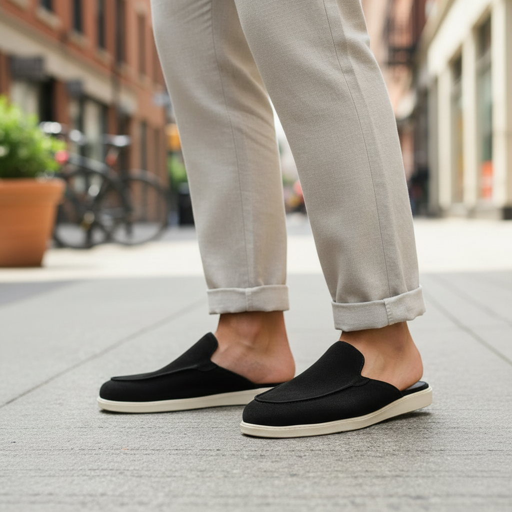 Old Money Suede Leather Mules (Black)