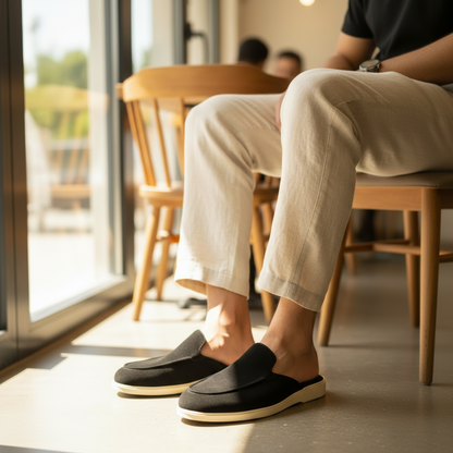 Old Money Suede Leather Mules (Black)