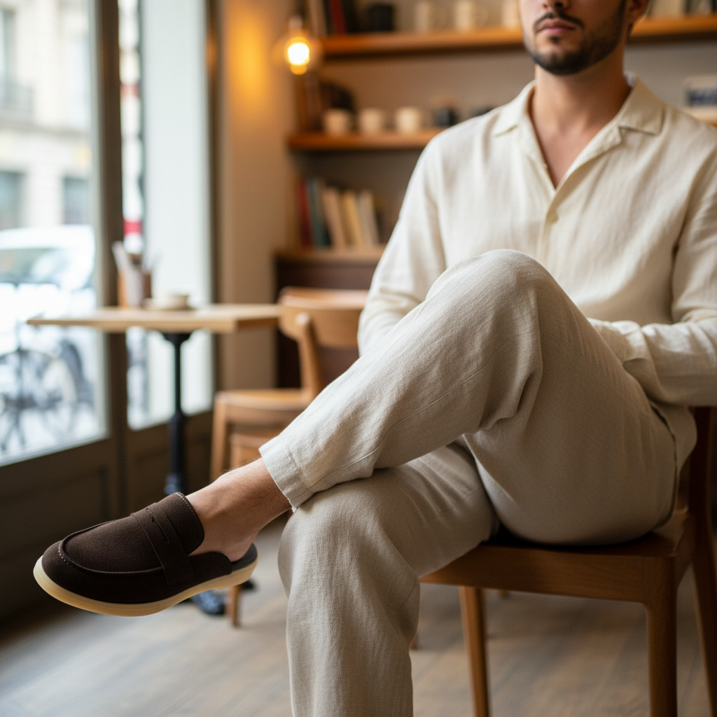 Old Money Suede Leather Mules (Brown)(Penny)