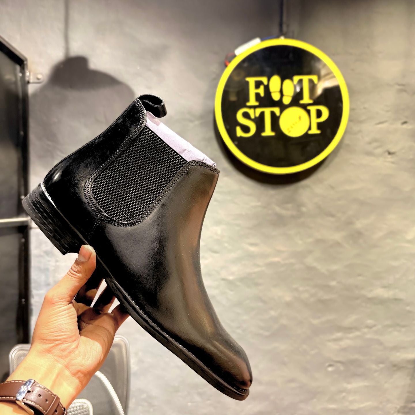 Leather Chelsea Italian Boots (Black)(bl-201)