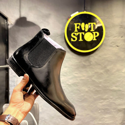 Leather Chelsea Italian Boots (Black)(bl-201)