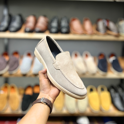 Old Money Suede Leather Loafers (Cream) (Free Suede Shoe Wipes)