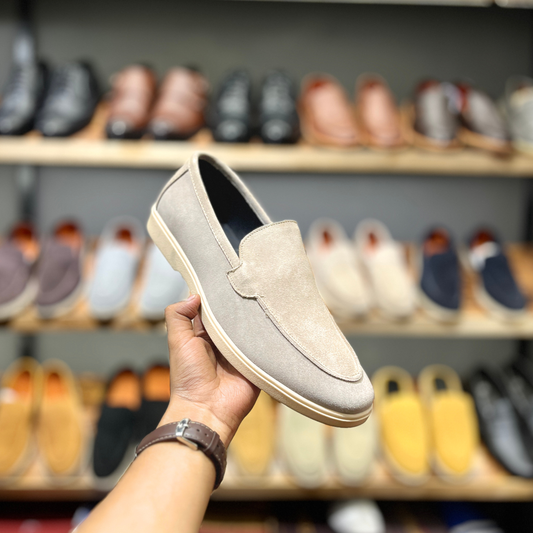Old Money Suede Leather Loafers (Cream) (Free Suede Shoe Wipes)