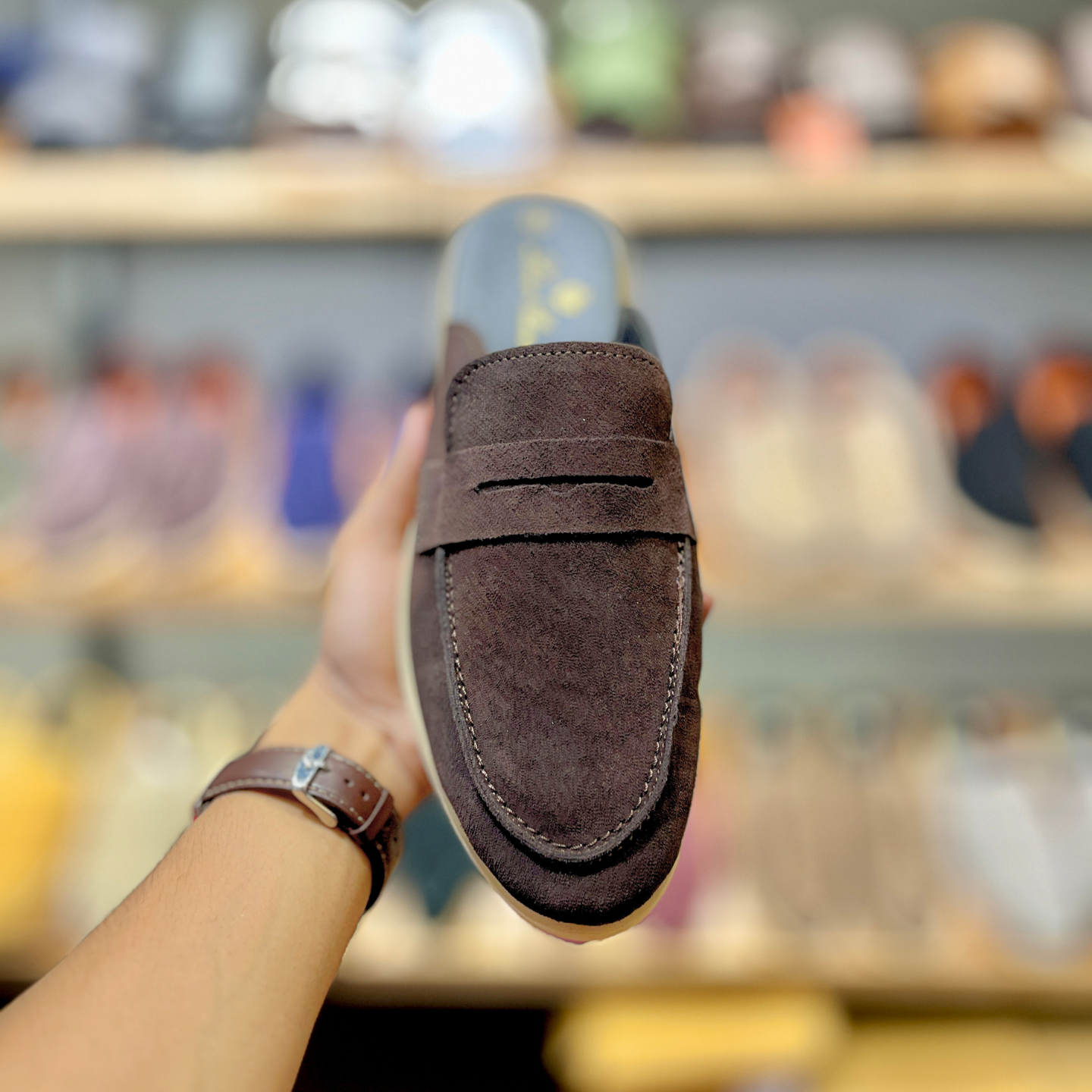 Old Money Suede Leather Mules (Brown)(Penny)