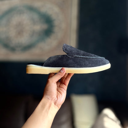 Old Money Suede Leather Mules (Black)