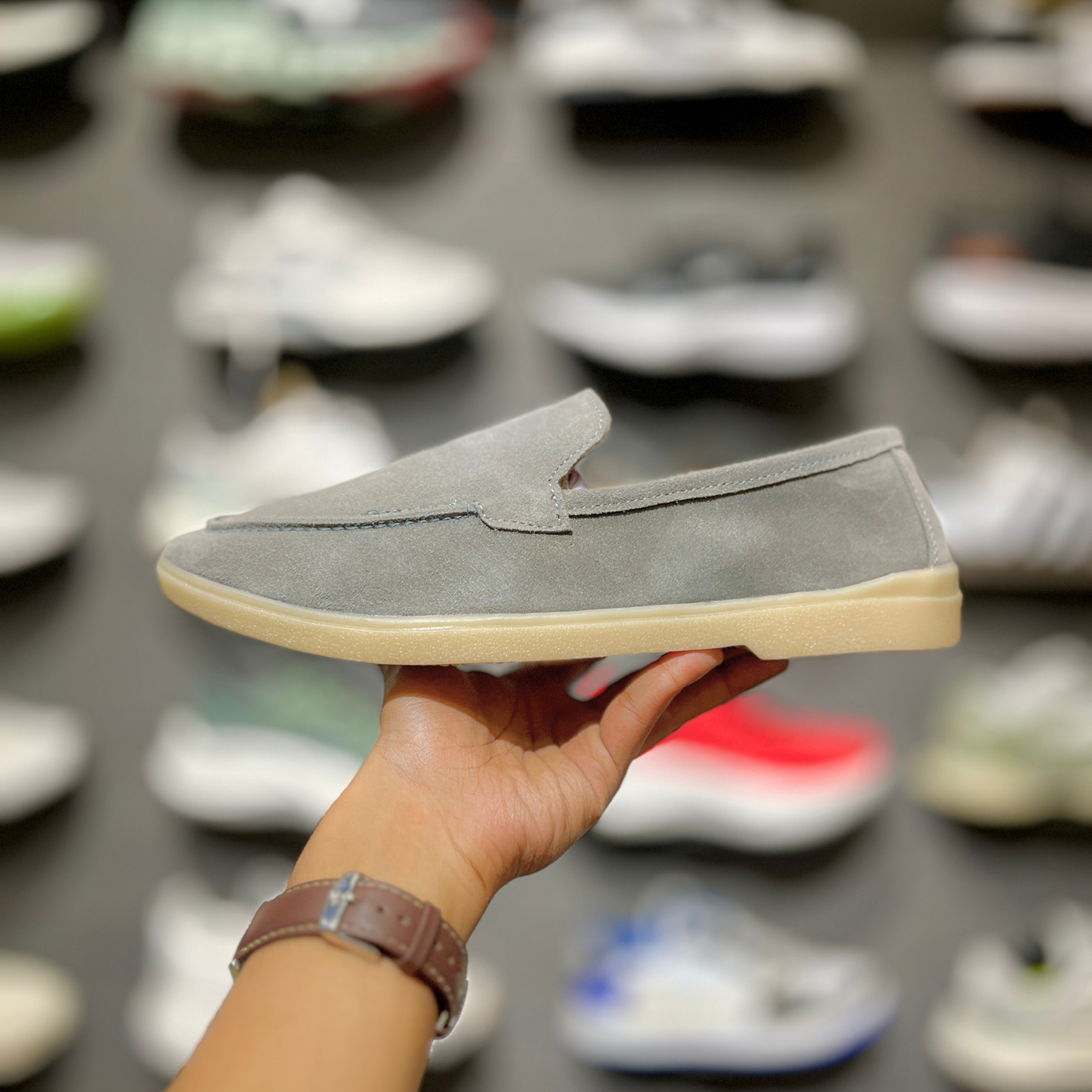 Old Money Suede Leather Loafers (Grey)