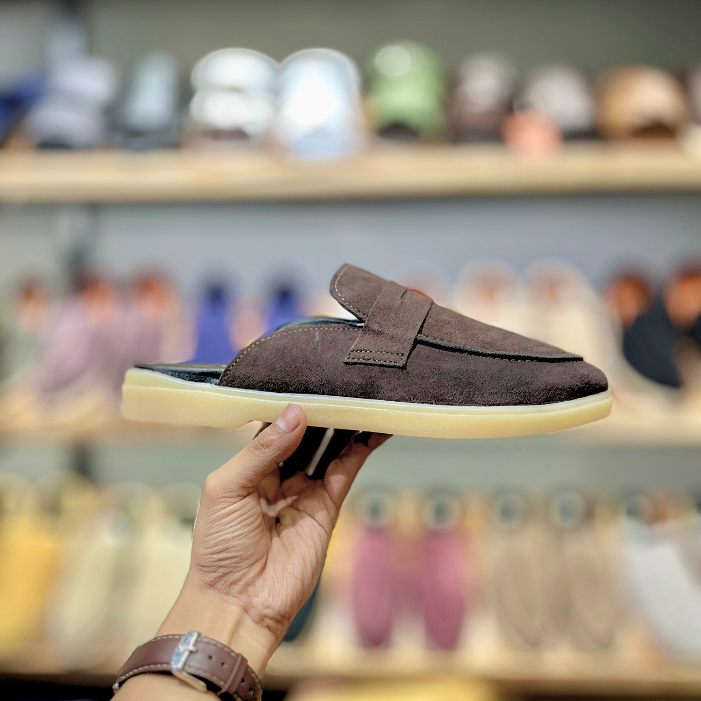 Old Money Suede Leather Mules (Brown)(Penny)