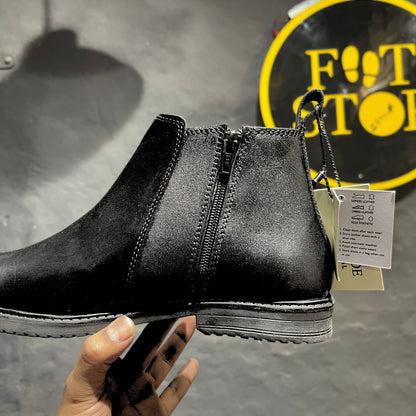 Leather Chelsea Boots for Men | Side Chain | (Black)