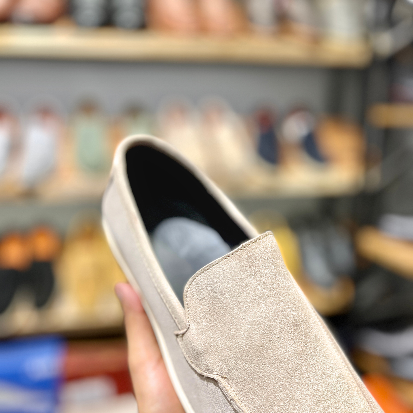 Old Money Suede Leather Loafers (Cream) (Free Suede Shoe Wipes)