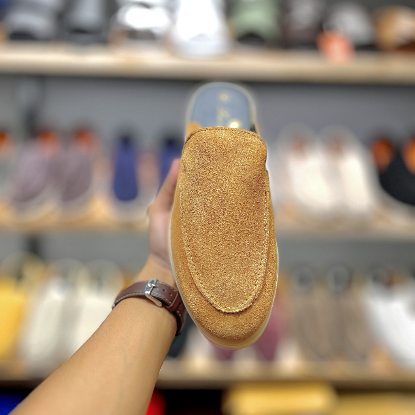 Old Money Suede Leather Mules (Tan)