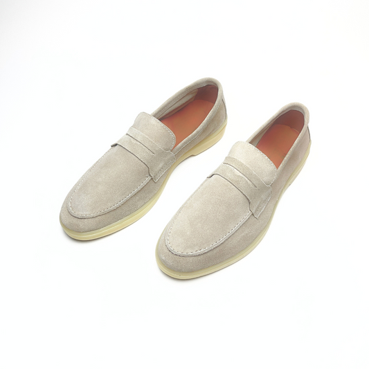 Old Money Suede Leather Loafers (Cream)