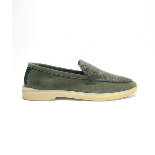 New Arrival!! Wrinkle Free Genuine Leather Loafers (Olive Green)