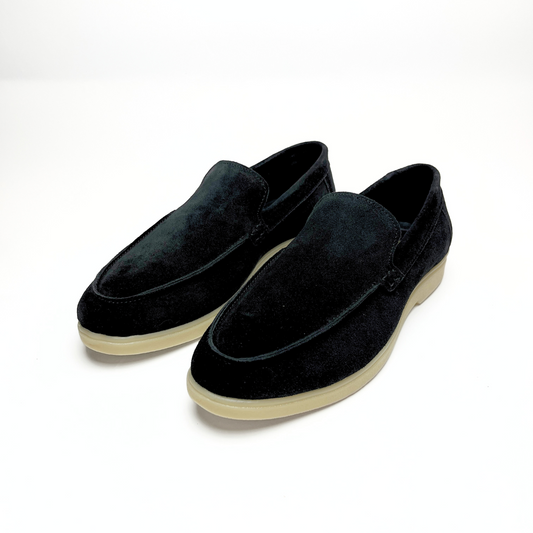 Old Money Suede Leather Loafers (Black) (Free Suede Shoe Wipes)