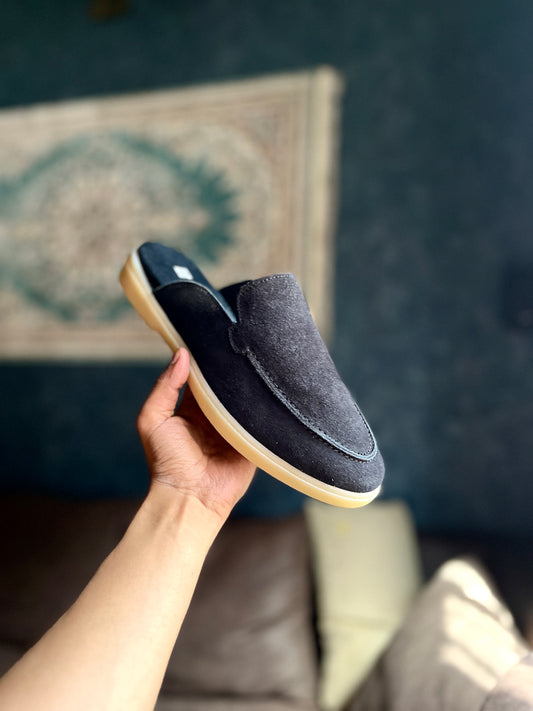 Old Money Suede Leather Mules (Black)