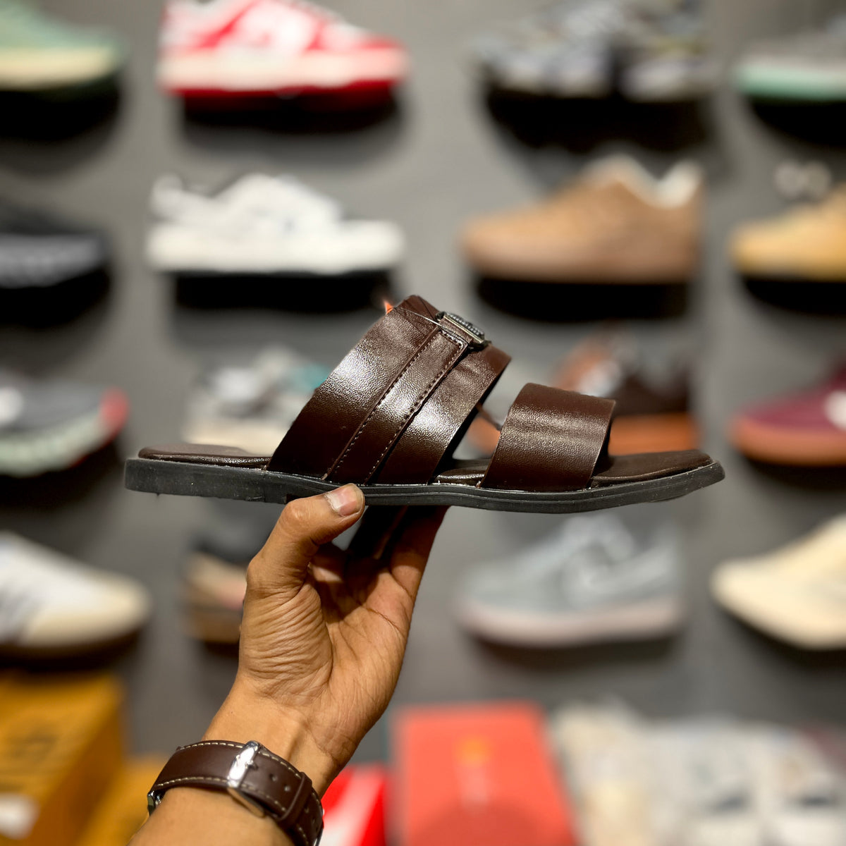 HERME Slippers | 2 Strap | Brown