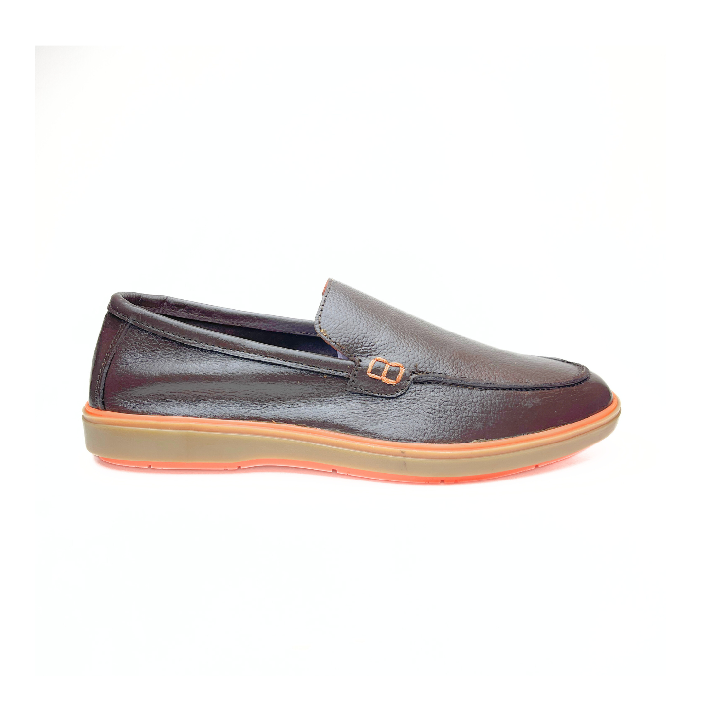Genuine Leather Loafers for Men with Stylish Orange Sole (Brown)