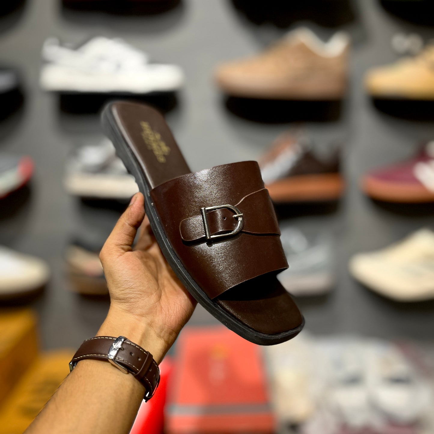 HERME Slippers | Buckle | Brown