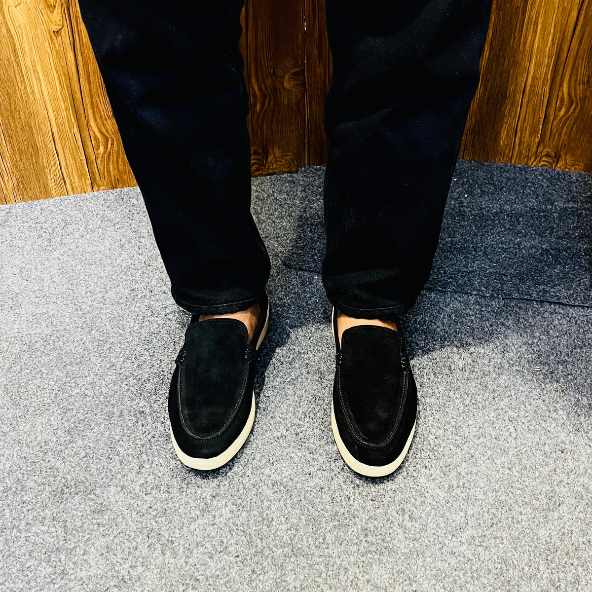 Old Money Suede Leather Loafers (Black)