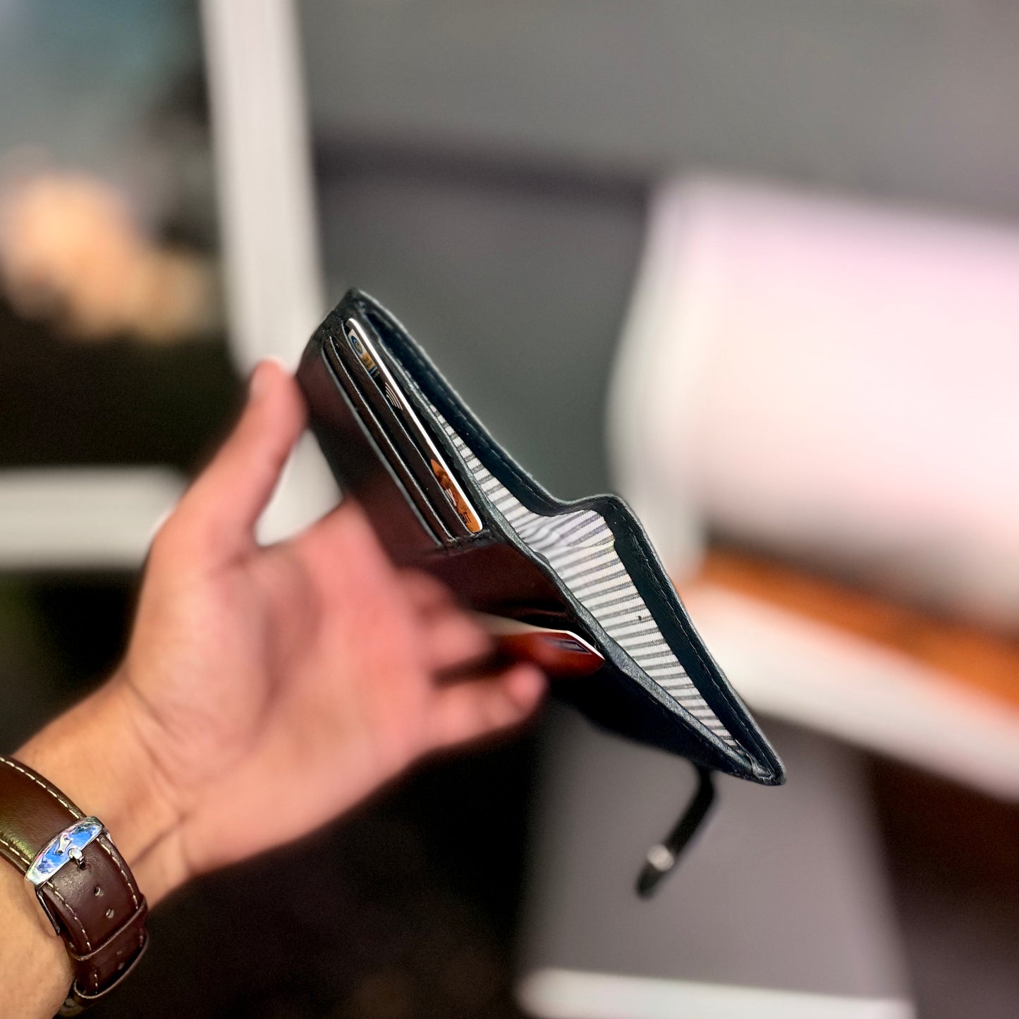 Card Wallet | Genuine Leather | Slim Design | Blue