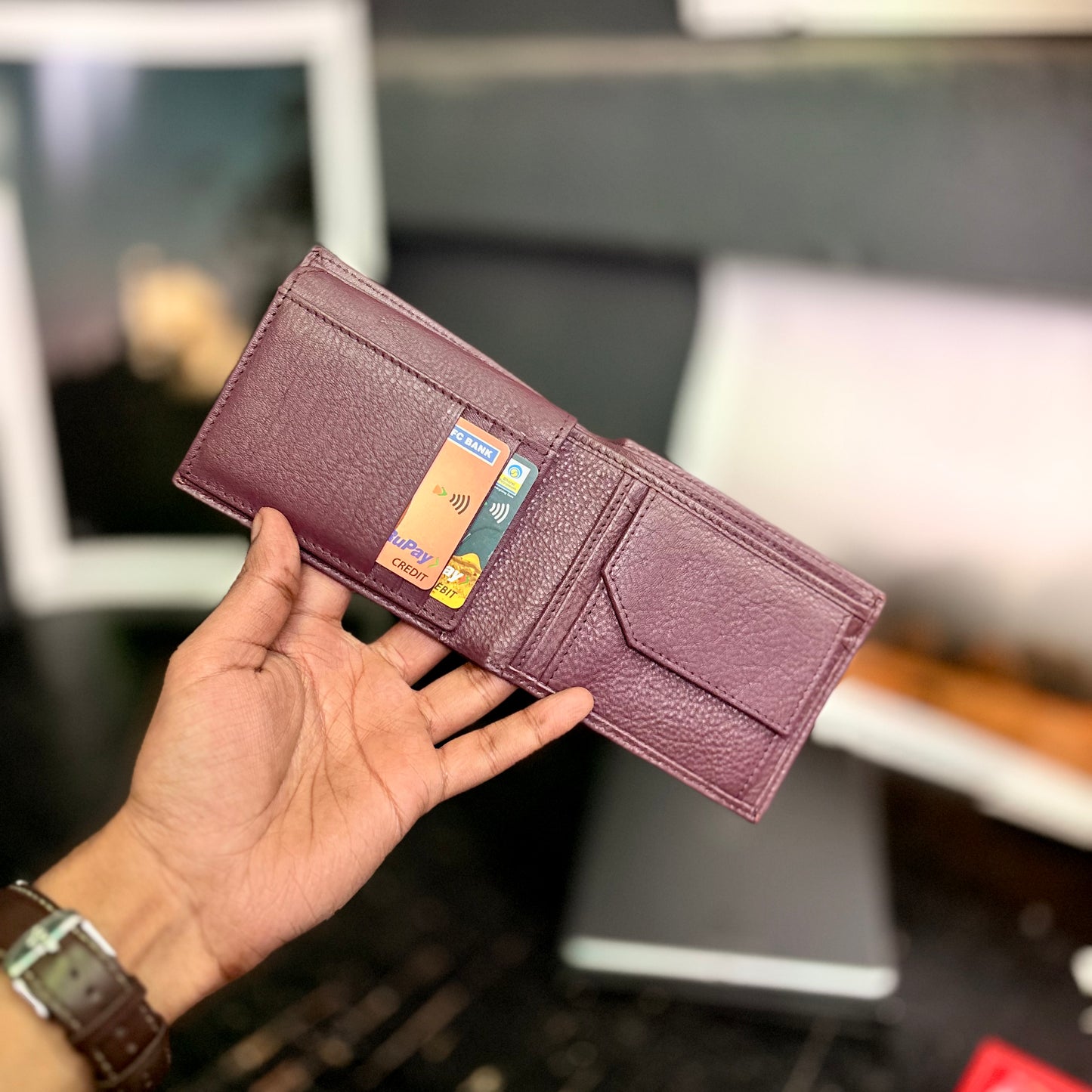Card Wallet | Genuine Leather | Slim Design | Wine