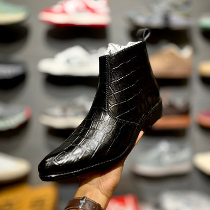 ZA Croco Boots []| Point Toe | Chain