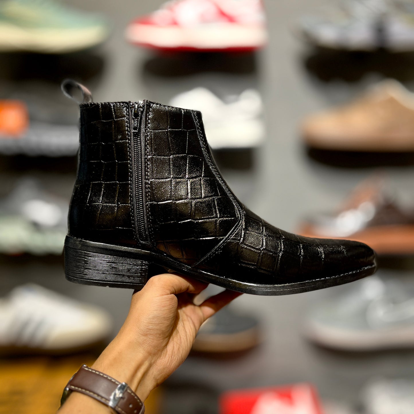 ZA Croco Boots []| Point Toe | Chain